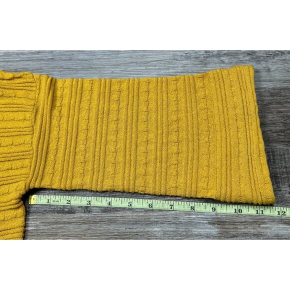 Kerisma Womens Textured Mustard Yellow Sweater 3/4 Sleeve Boat Neck Medium/Large - Picture 13 of 15